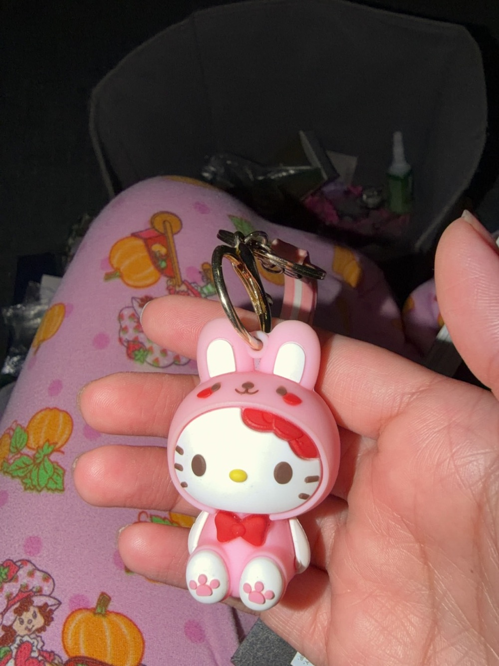 Small Hello Kitty Bunny Keychain - Pink, White, Red